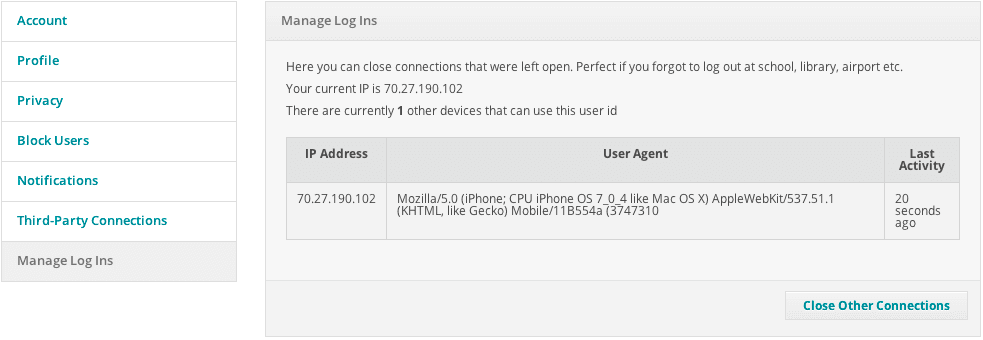 managing log ins